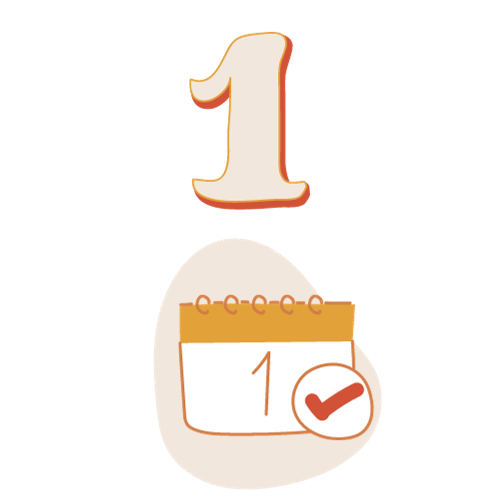 A birthday cake with a large number one candle and a calendar showing the number one, indicating a first birthday celebration.