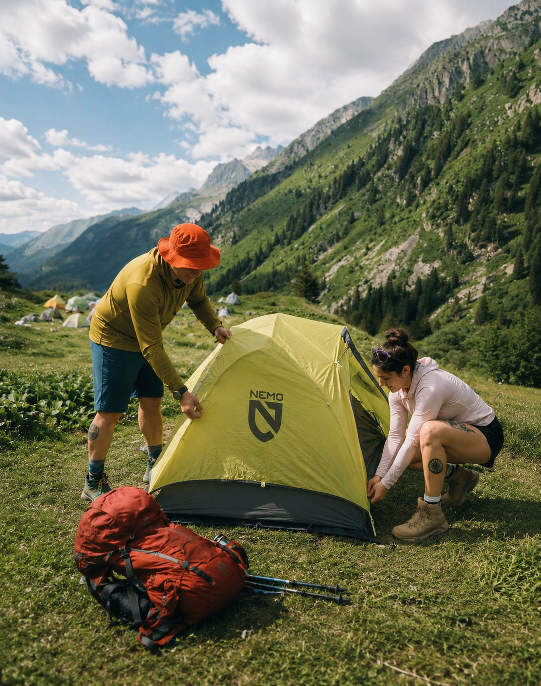Nemo tent setup on the TMB