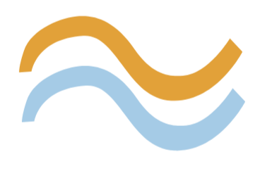 Two wavy lines, one gold and one light blue, against a black background.