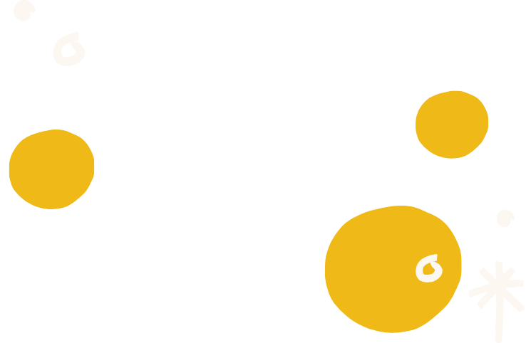 Stylized illustration of planets and asterisks in black, white, and gold.