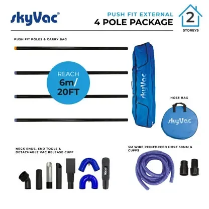 SkyVac Standard 44mm Push Fit Pole Package 24ft - 32ft