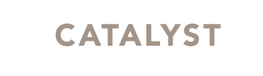 The word 'CATALYST' in bold, gray letters on a black background.