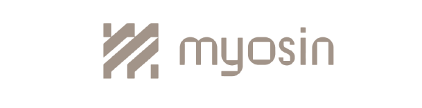 Myosin logo with a stylized 'M' icon next to the word 'myosin' in lowercase letters.