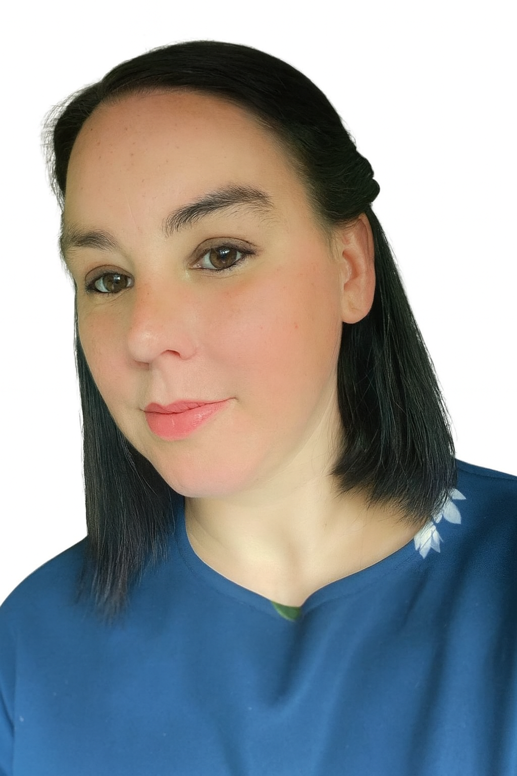image of woman in blue dress 