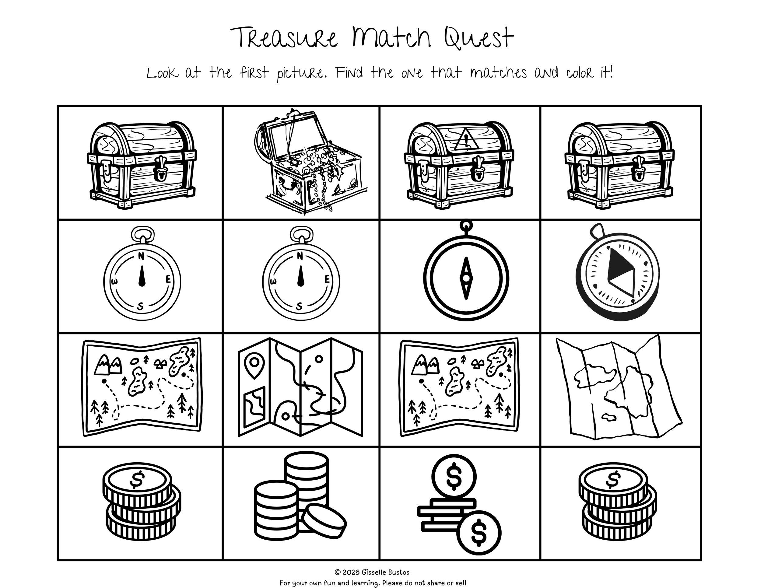 Treasures & Pearls Activity Sheet