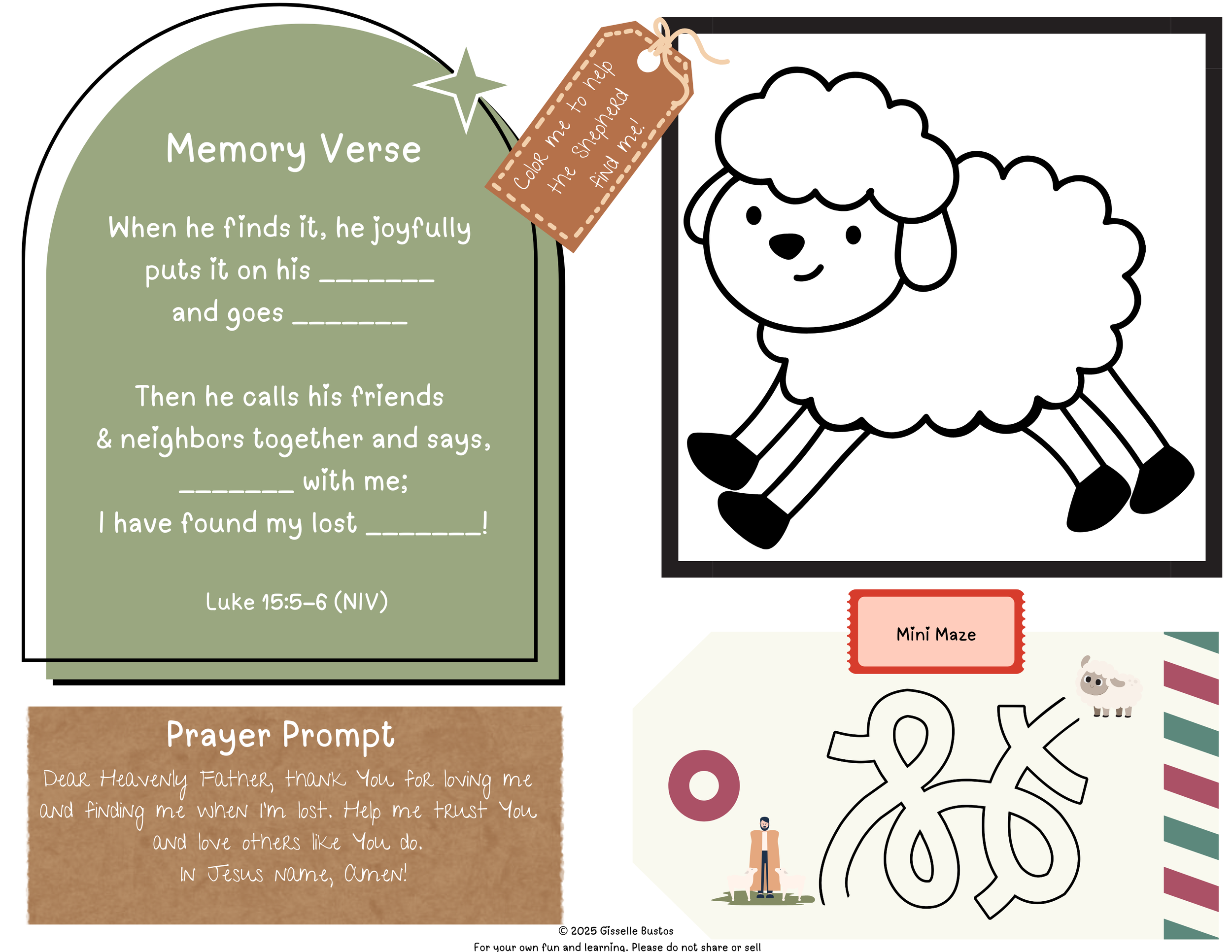 The Shepherd's Path Activity Sheet