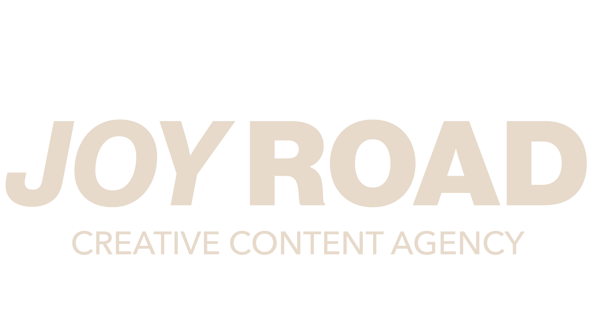Joy Road Creative Content Agency logo with black background and beige text