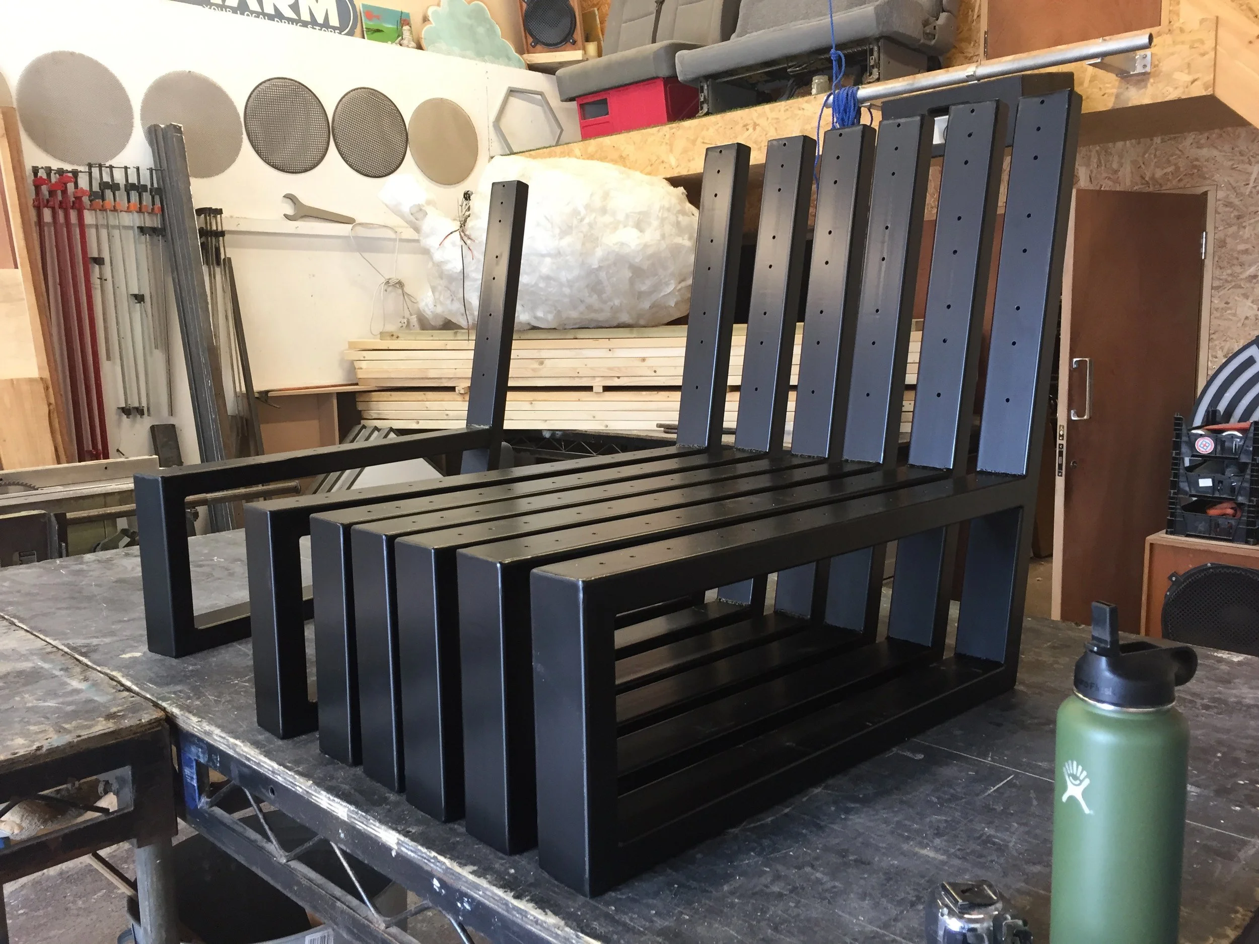 Fabricated steel legs, powder coat3ed