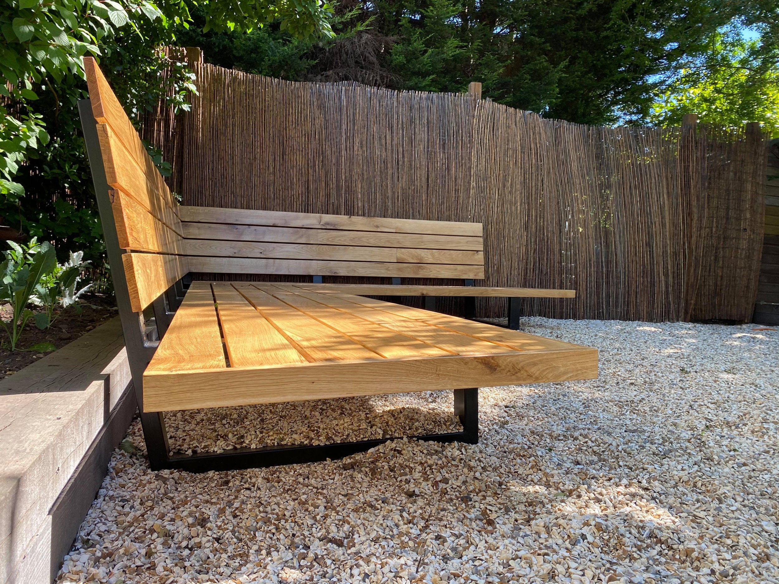 Finished oak bench