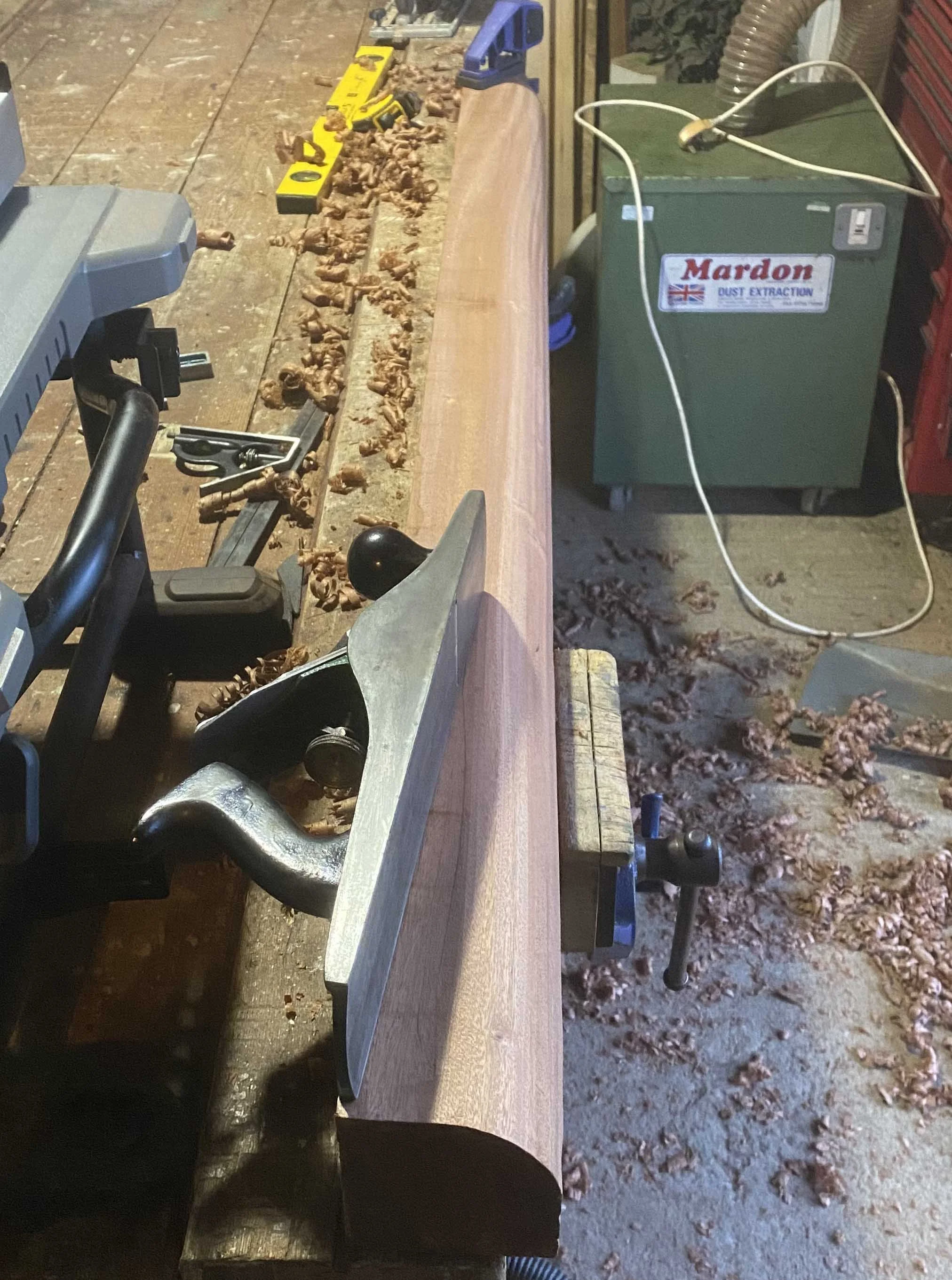 Hand-curved sapele column