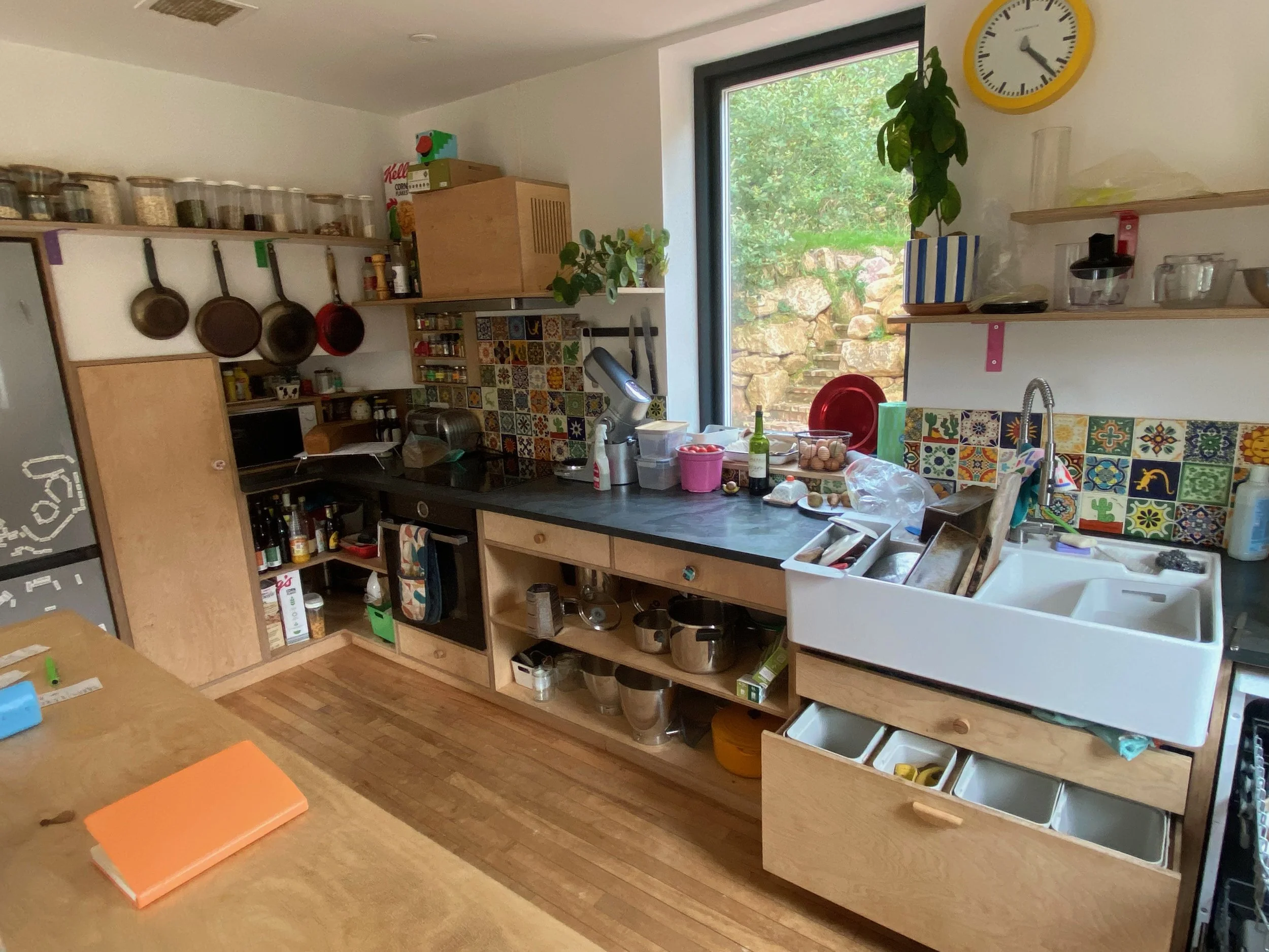 Birch plywood kitchen drawers and cupboards