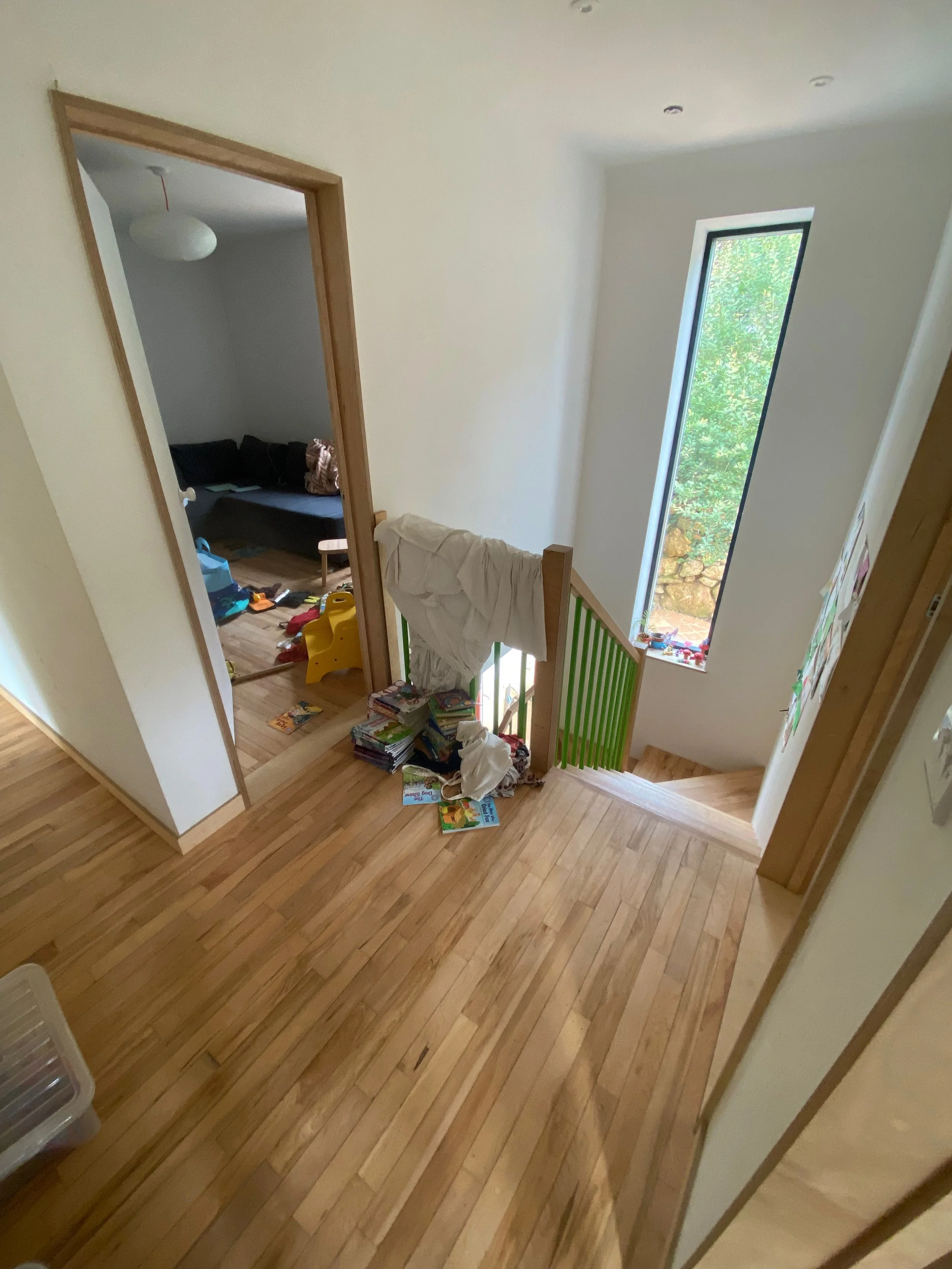 Birch plywood hand rail with ash spindles