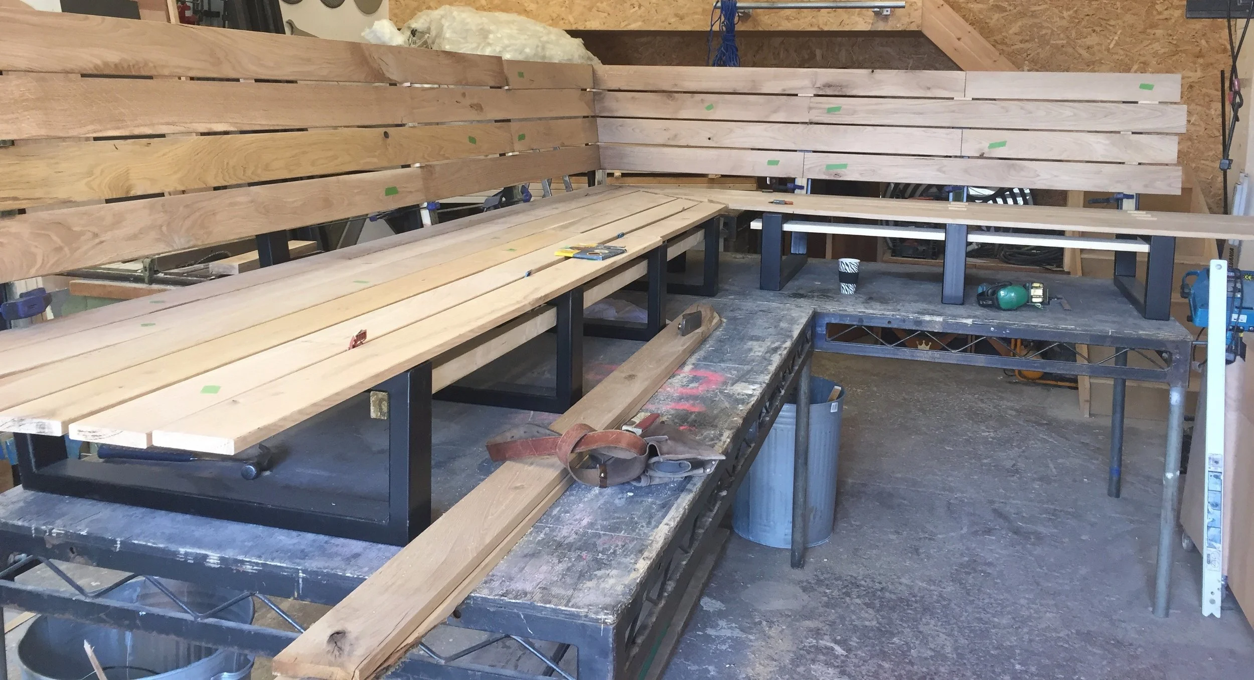 Dry fitting the oak decking boards