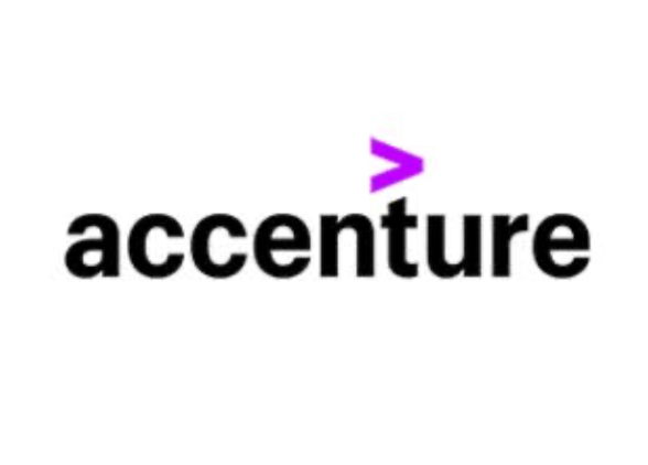 The Accenture logo with the word 'accenture' in black lowercase letters and a purple chevron above the letter 't'.
