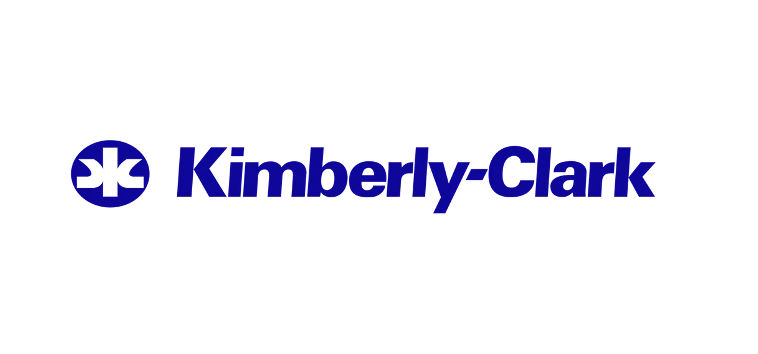 Kimberly-Clark logo with blue text and emblem on white background