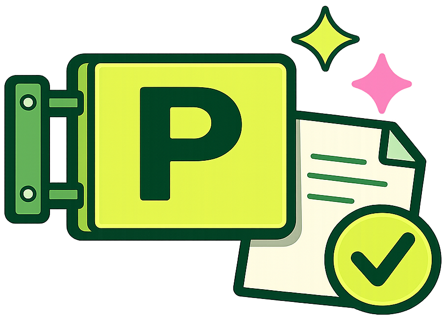 Illustration av tillståndsikon med bock, symbol för hjälp med skyltlov.