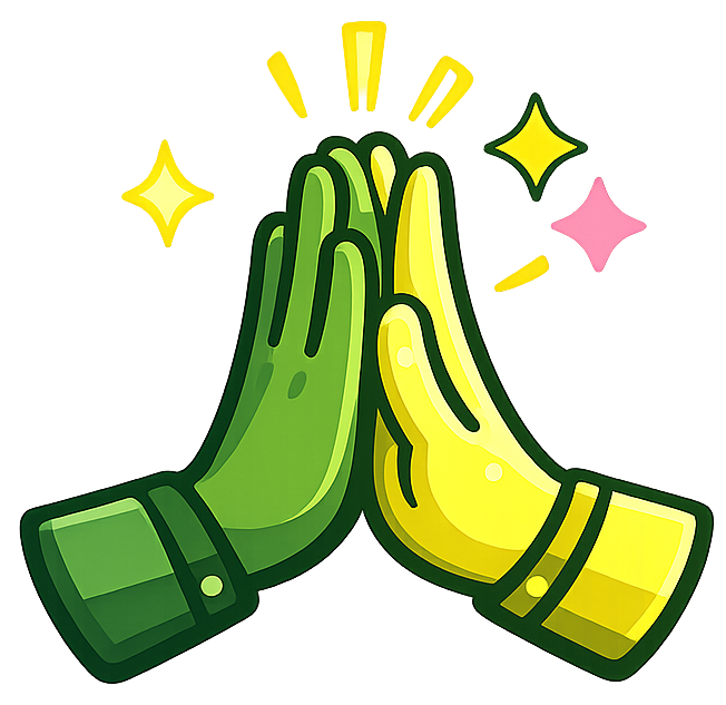 Illustration av high five, symbol för nära och personlig kundkontakt.