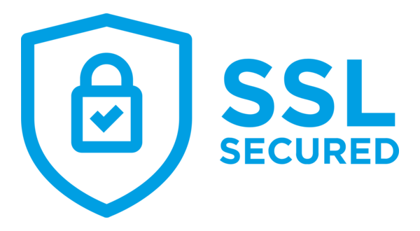 SSL secured icon with a shield and padlock with a check mark.