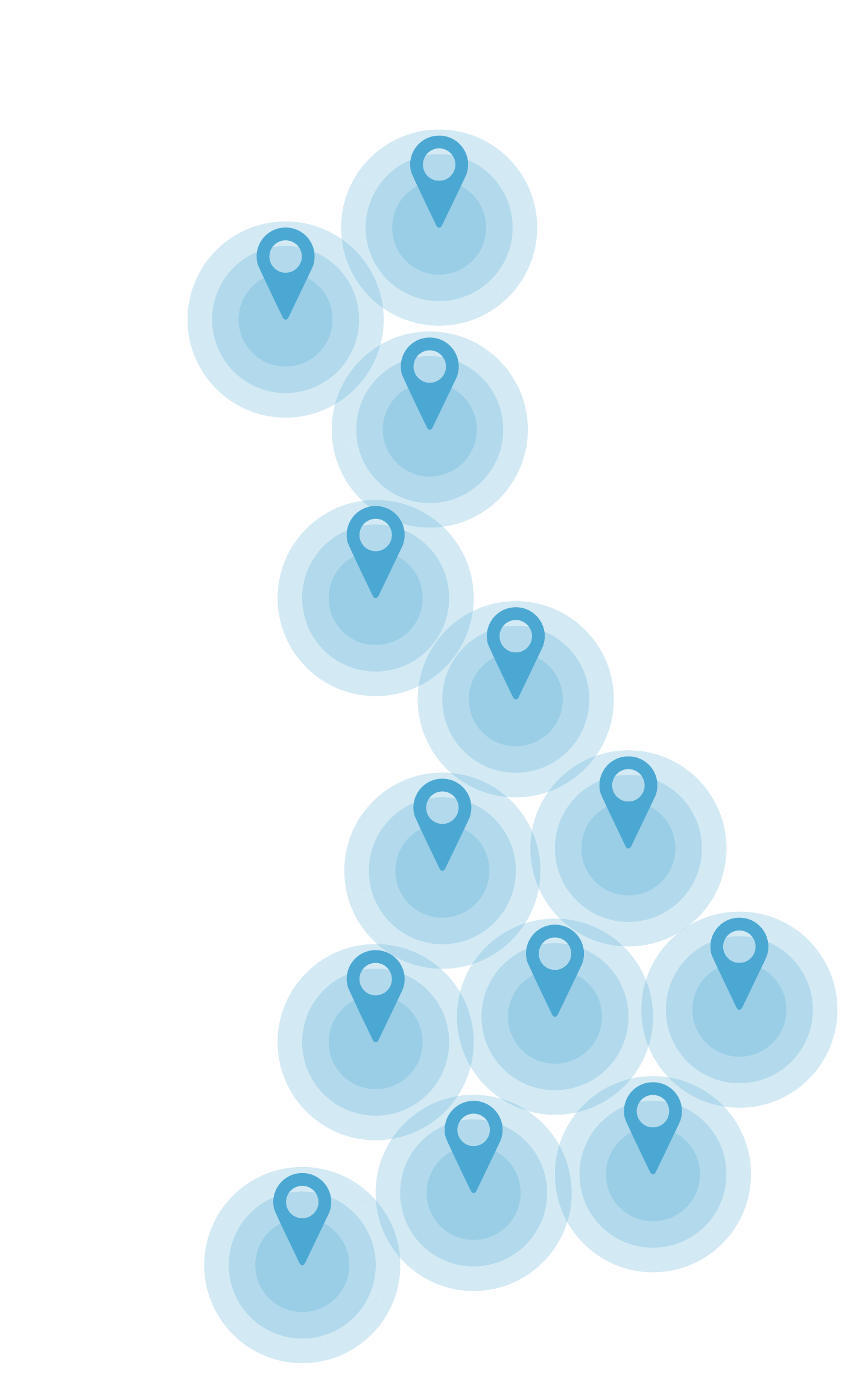 Map of the United Kingdom with blue circles indicating locations, overlaid with white sketch lines outlining the country's borders and geographical features.