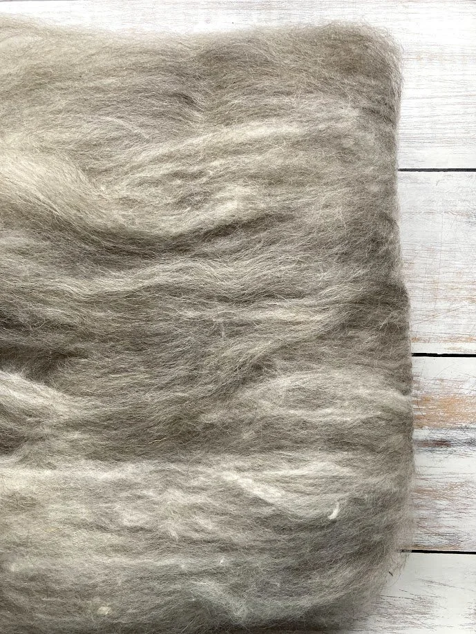 Alpaca and UK Grey Fibre Batt