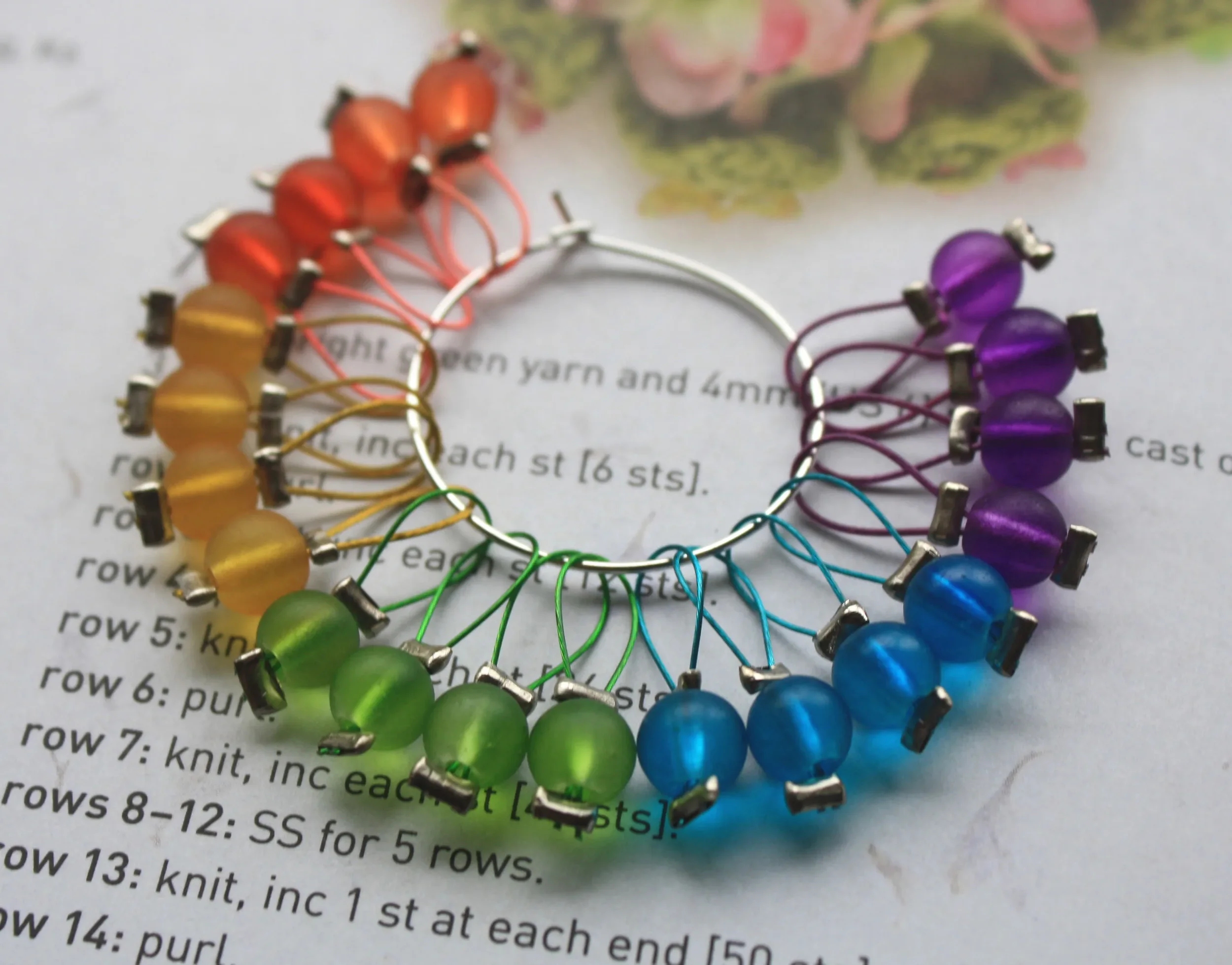 Knitting Stitch Markers Frosted Rainbow Set of 20