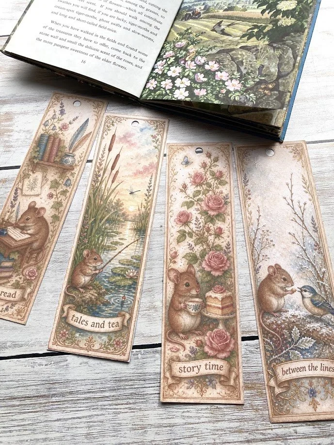 4 Bookmarks Mice Tales and Tea