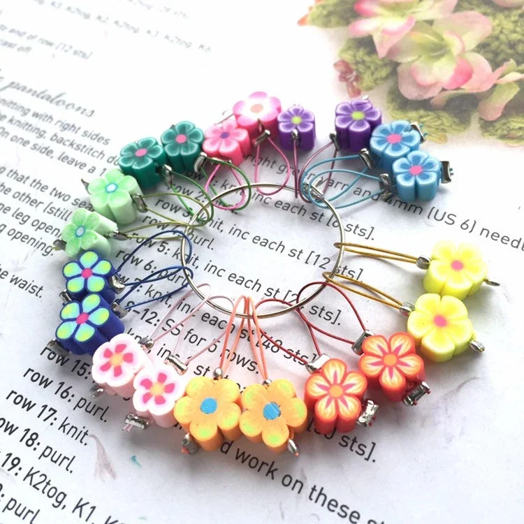 Loop Knitting Stitch Markers Flower Garden Set of 20