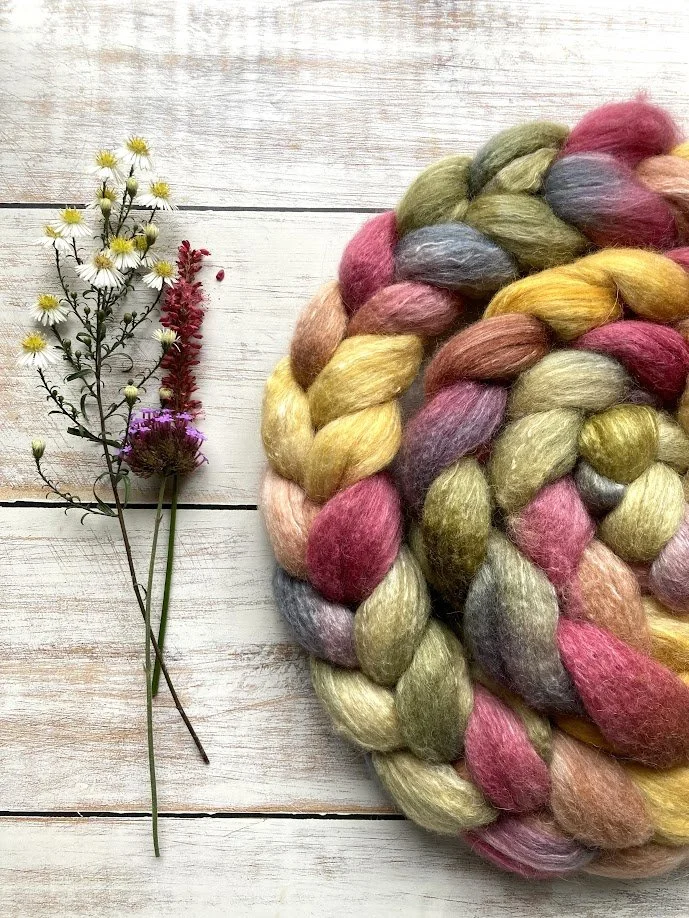 BFL, Rose, baby Alpaca Spinning Fibre 100g Midsommer