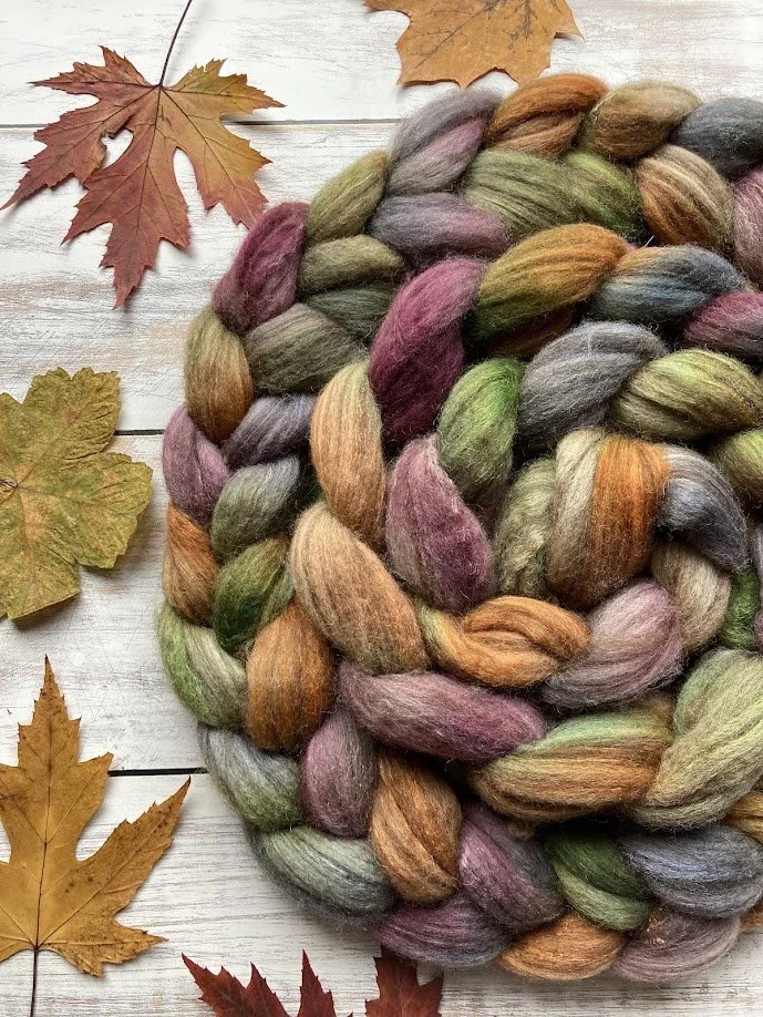Polwarth LLama & Tussah Silk Spinning Fibre 120g Maple