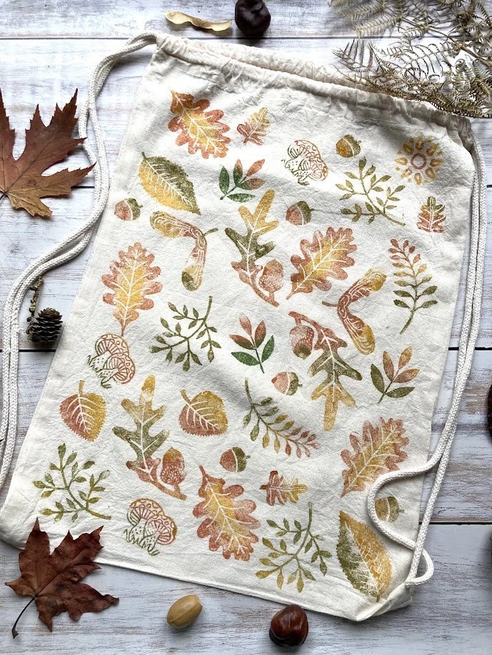 Block Printed Adventure Bag Autumn