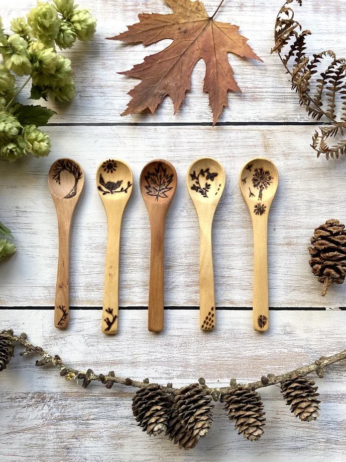 Wood Burned Small Spoons II