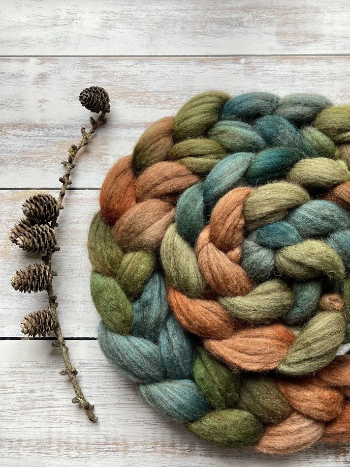 BFL Polwarth & Alpaca Spinning Fibre 100g Pine Ridge