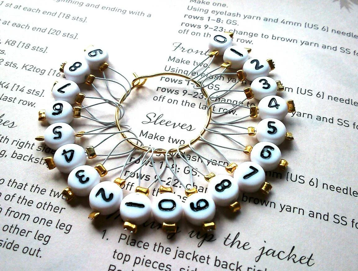 Loop Knitting Stitch Markers White Numbers Set of 20