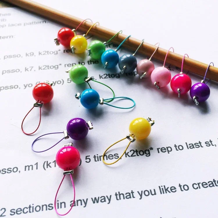 Loop Knitting Stitch Markers Opaque Glass Beads Set of 10
