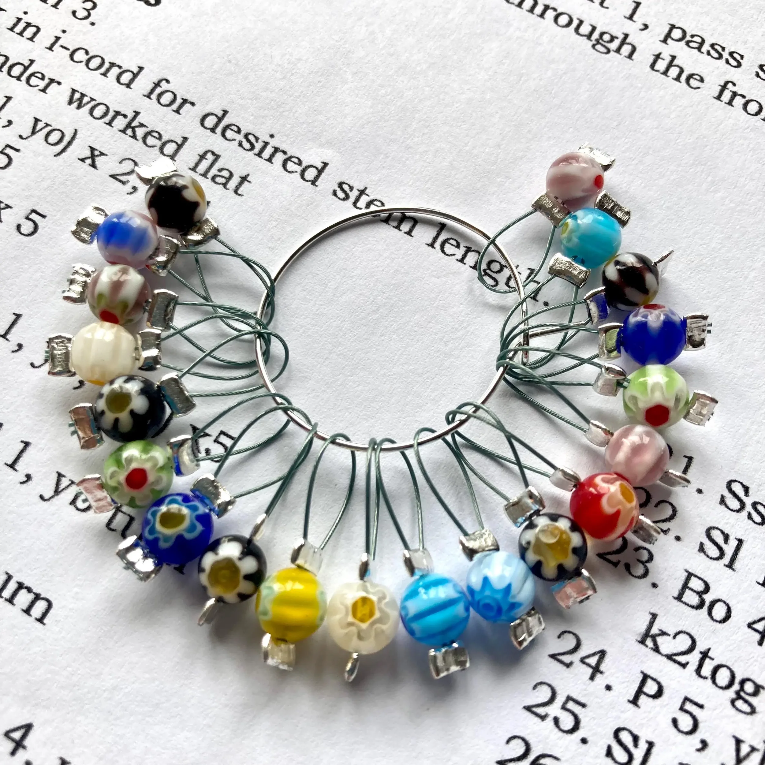 Loop Stitch Markers for Knitting Millefiori Bobbles Set of 20