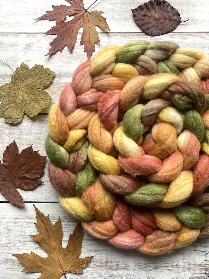 Polwarth Camel & Mulberry Silk Spinning Fibre 100g Bracken