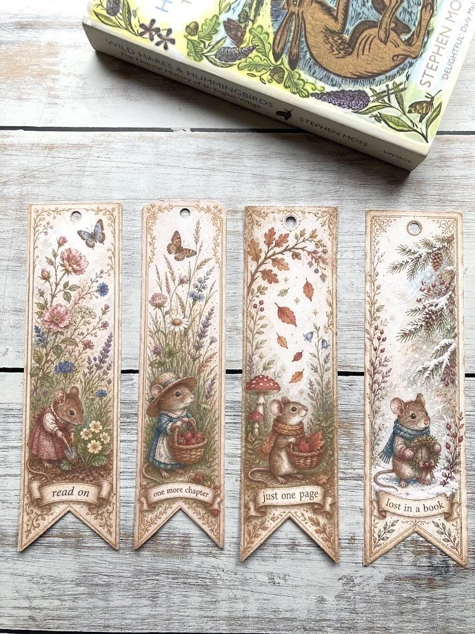 4 Bookmarks Mice Seasons