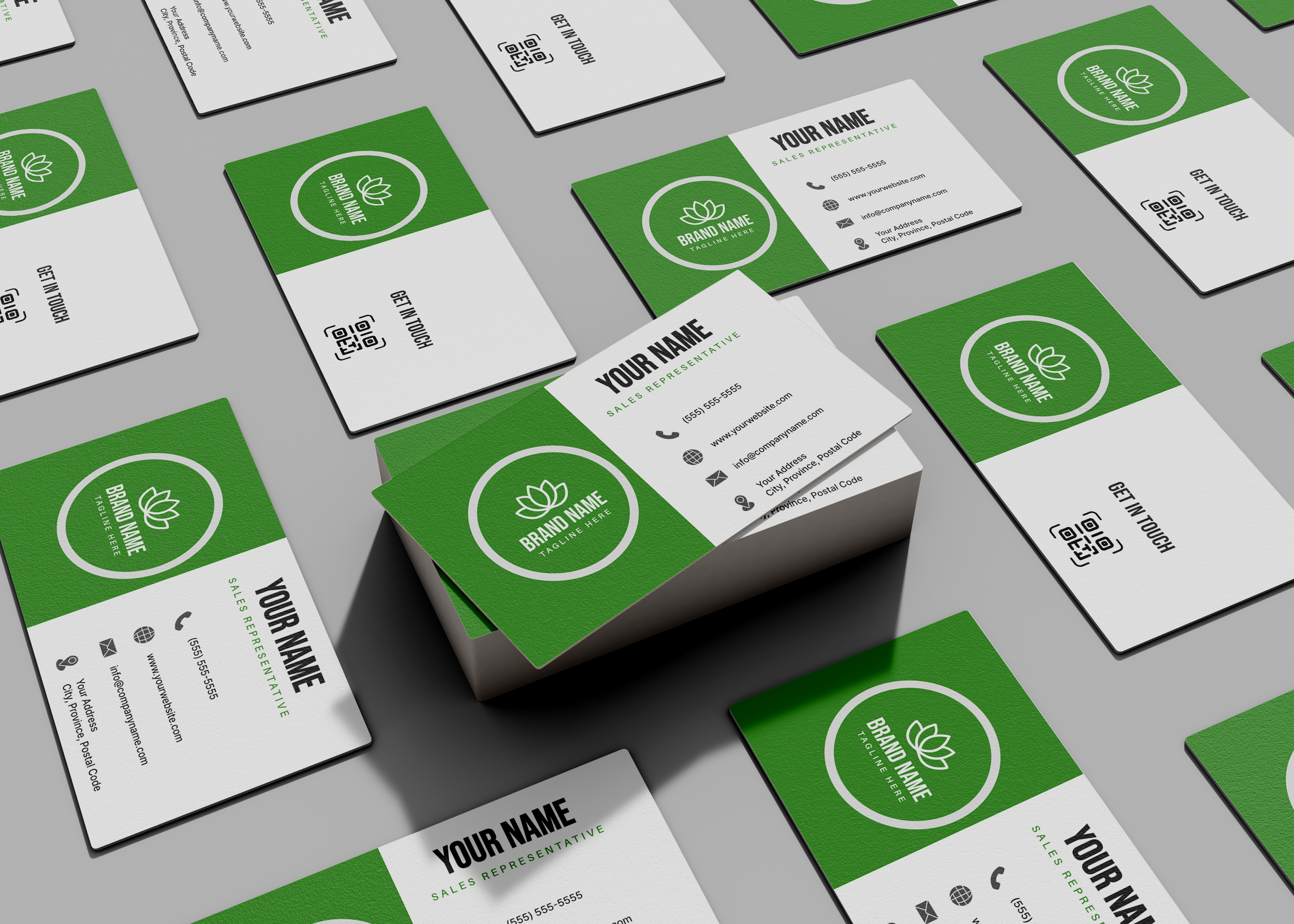 Business Card Mock-up - Multi Stack-Layed on Table.png