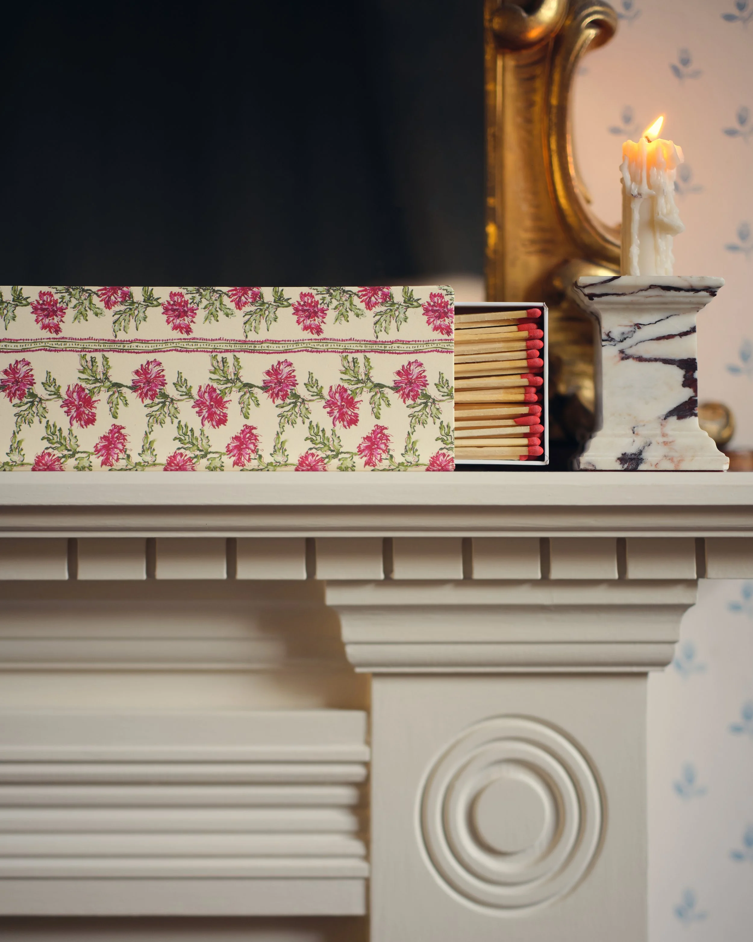 Cornflower Stripe Green Pink Match Box