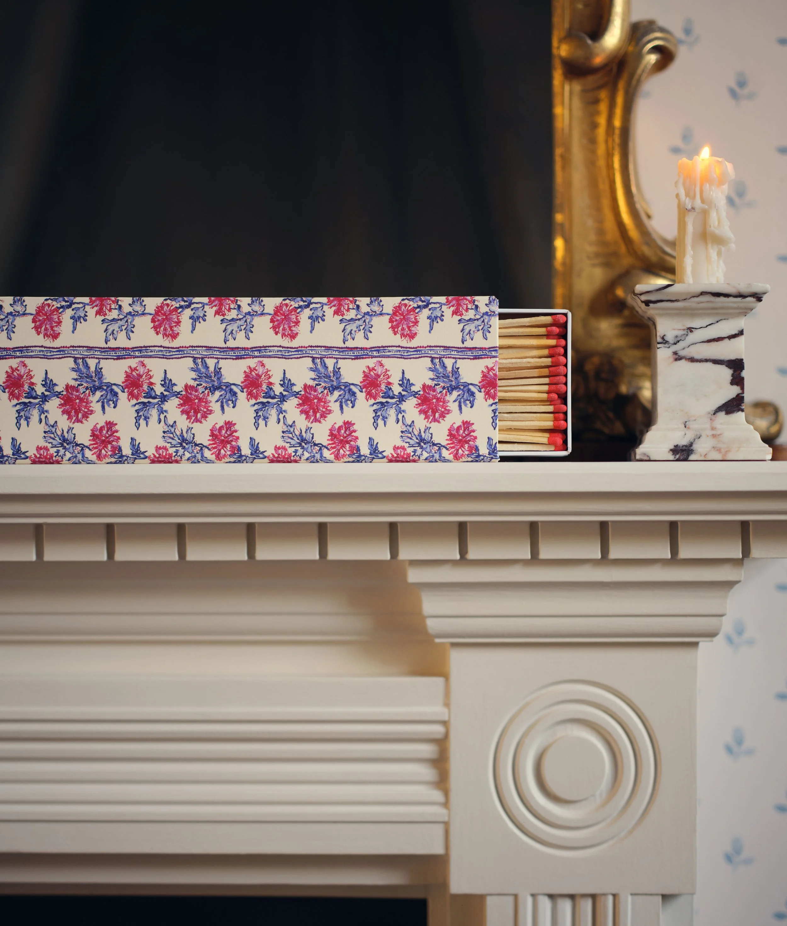 Cornflower Stripe Red Blue Match Box