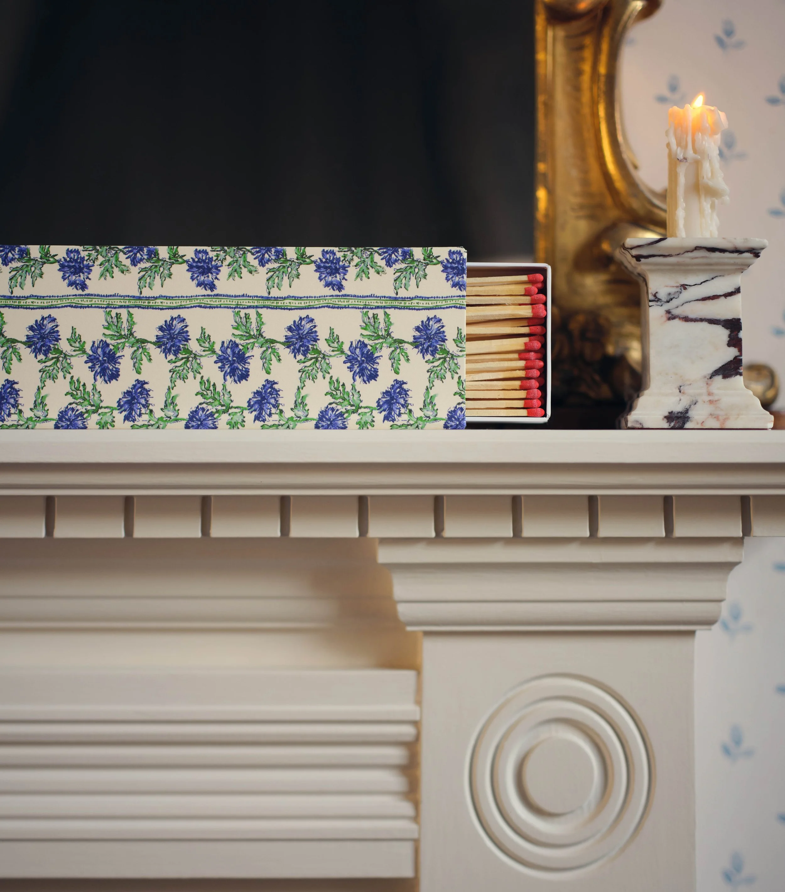 Cornflower Stripe Blue Green Match Box