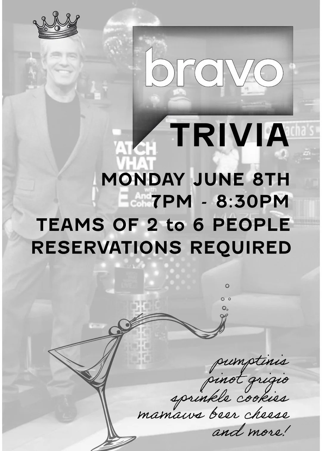 Did you know Averil, our cocktail queen, is also an encyclopedia of all things Bravo? 

She&rsquo;ll be hosting trivia next week so that you can be a little less bummed Summer House is almost over. Think all things new and old Housewives, Vanderpump,