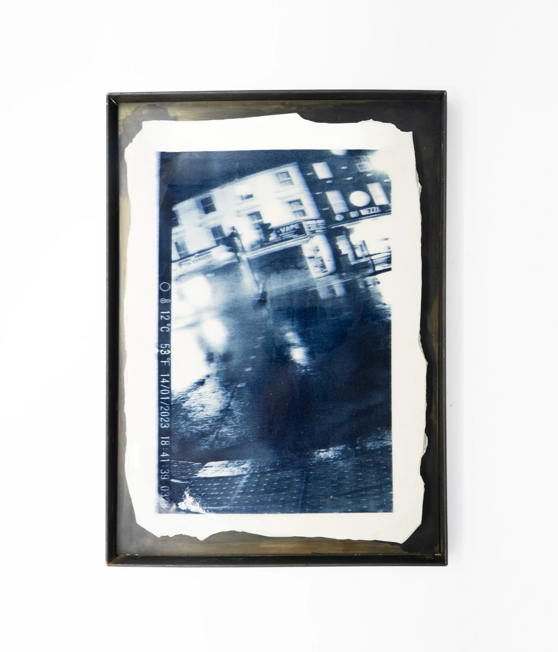 Kilburn Highroad, 14/01/2023 18:41 — Screen print on Porcelain, stain, cobalt, glaze, steel frame