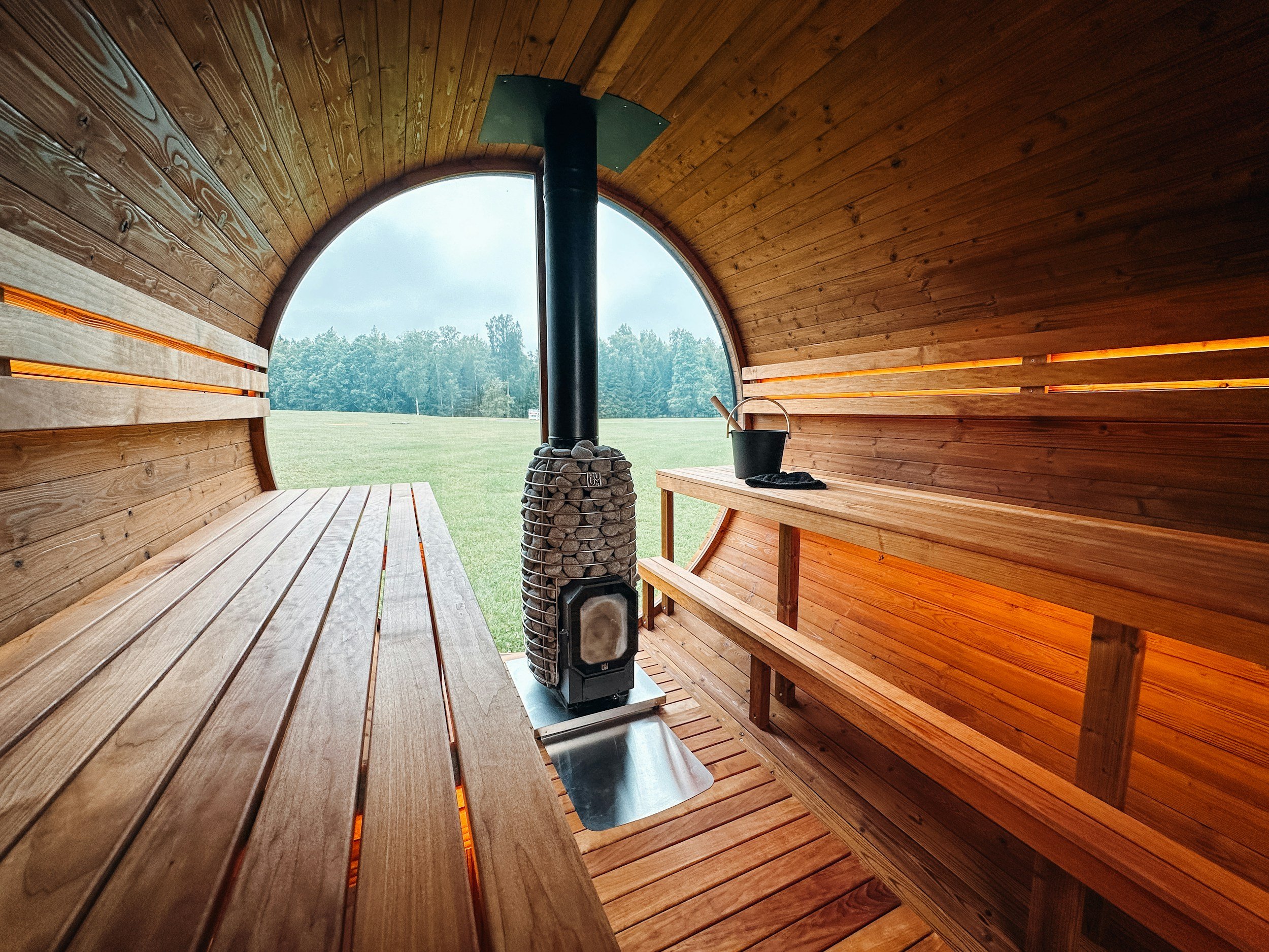 Outdoor sauna available as part of a restorative infertility retreat experience.