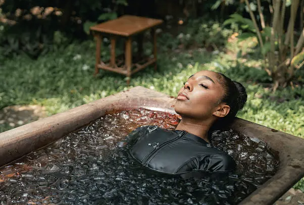 Cold plunge experience offered during a supportive retreat for infertil childless not by choice women.