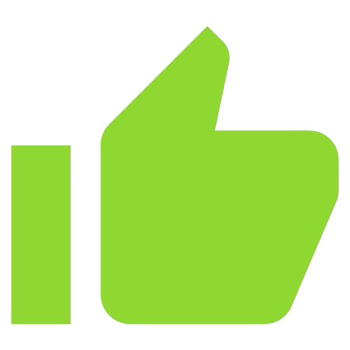 A green thumbs-up icon on a black background.