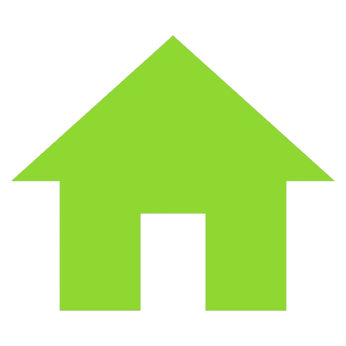 Green house-shaped arrow pointing upward.