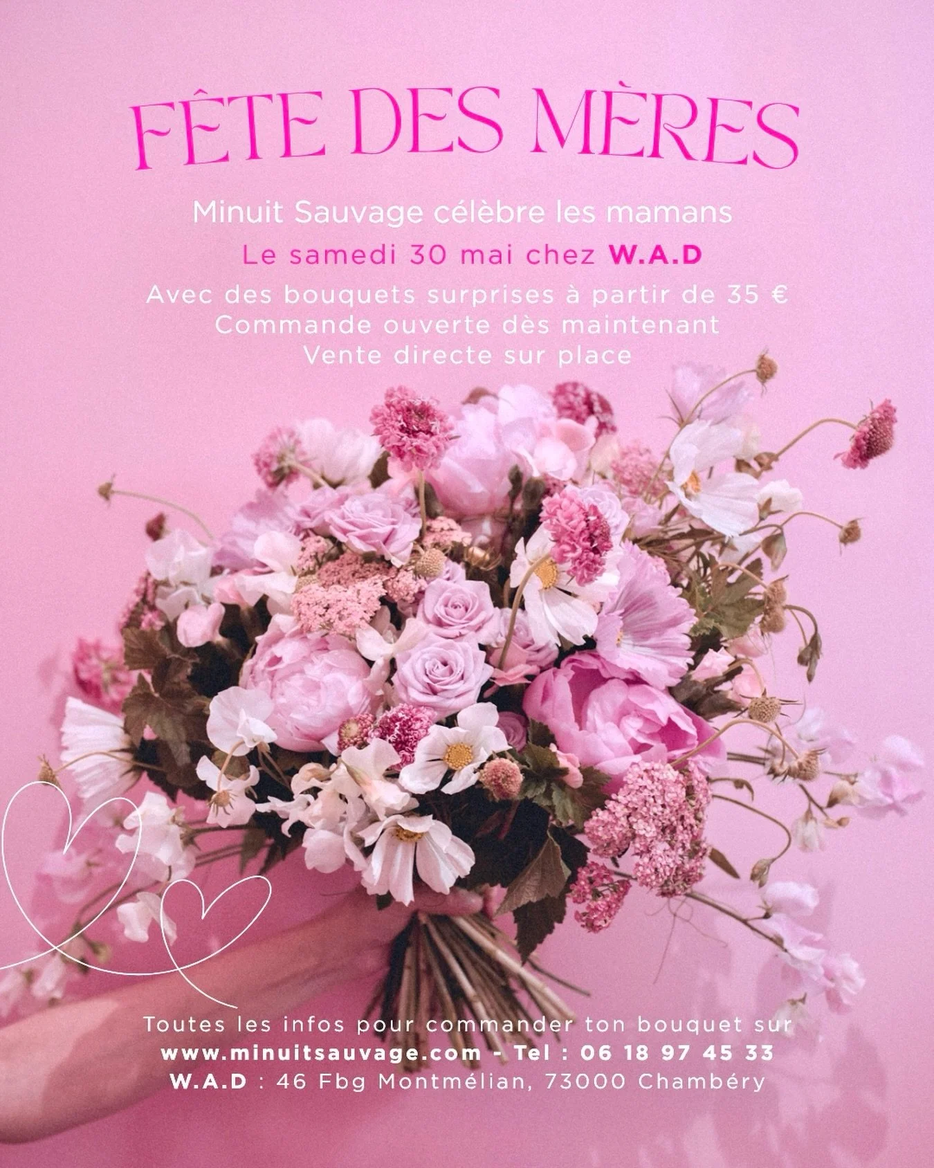 Cette ann&eacute;e pour la F&ecirc;te des M&egrave;res, Minuit Sauvage c&eacute;l&egrave;bre les Mamans chez @weare_divines 🩷💜🩷

Chaque bouquet est une surprise, et est imagin&eacute; avec les plus belles fleurs disponibles et l&rsquo;envie du mom