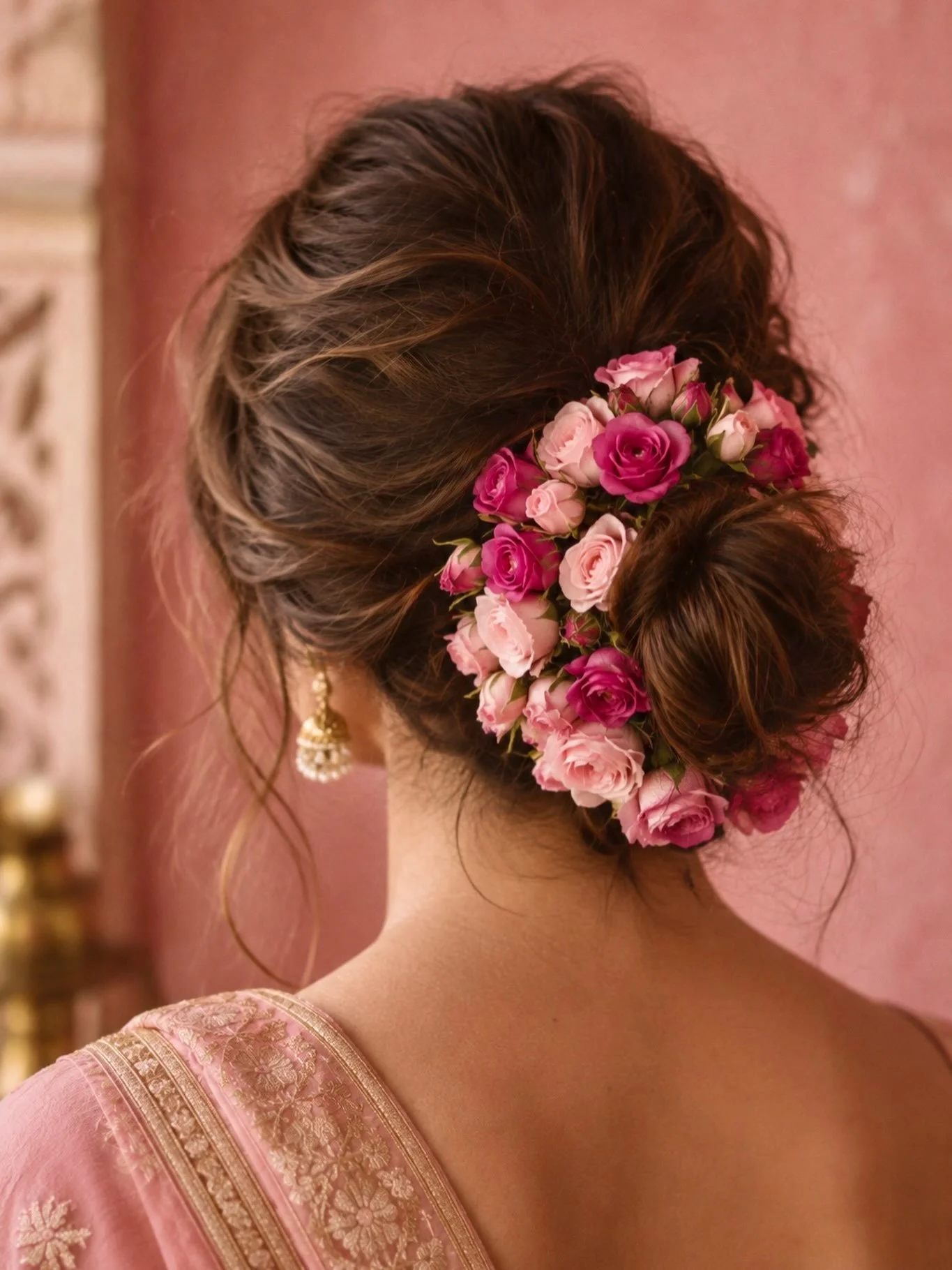 Des fleurs dans les cheveux, comme une r&eacute;miniscence d&rsquo;Inde 🌸
Un Gajra/Veni, d&eacute;licat, parfum&eacute; et profond&eacute;ment f&eacute;minin. 
Une tradition que j&rsquo;aime r&eacute;int&eacute;grer &agrave; travers mon univers flor