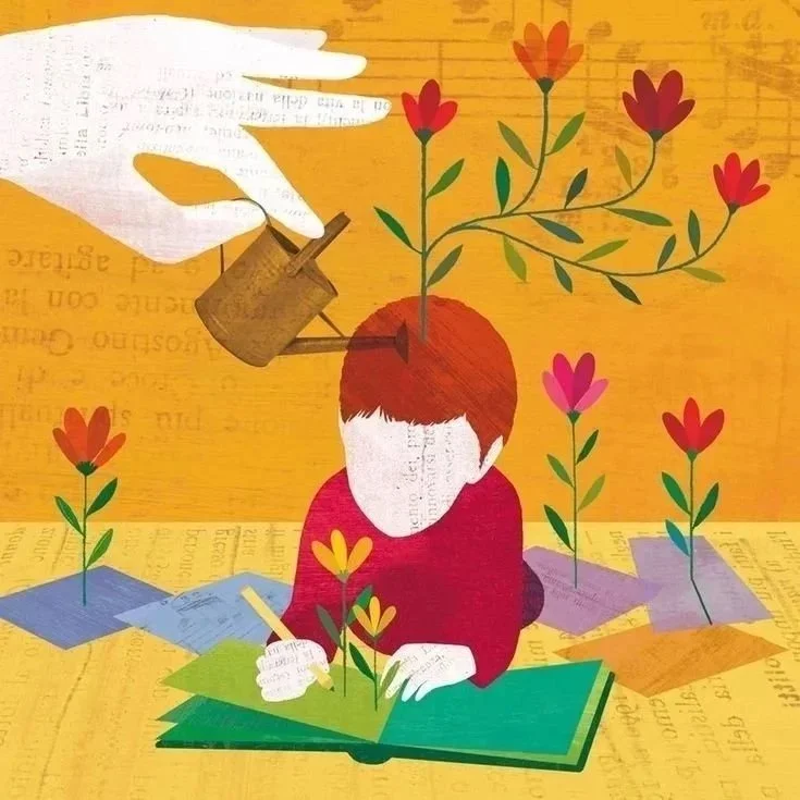 Primary school child practising English and maths with a friendly tutor.